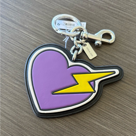 NWT Coach Purple Heart Lightning key fob - Picture 1 of 3